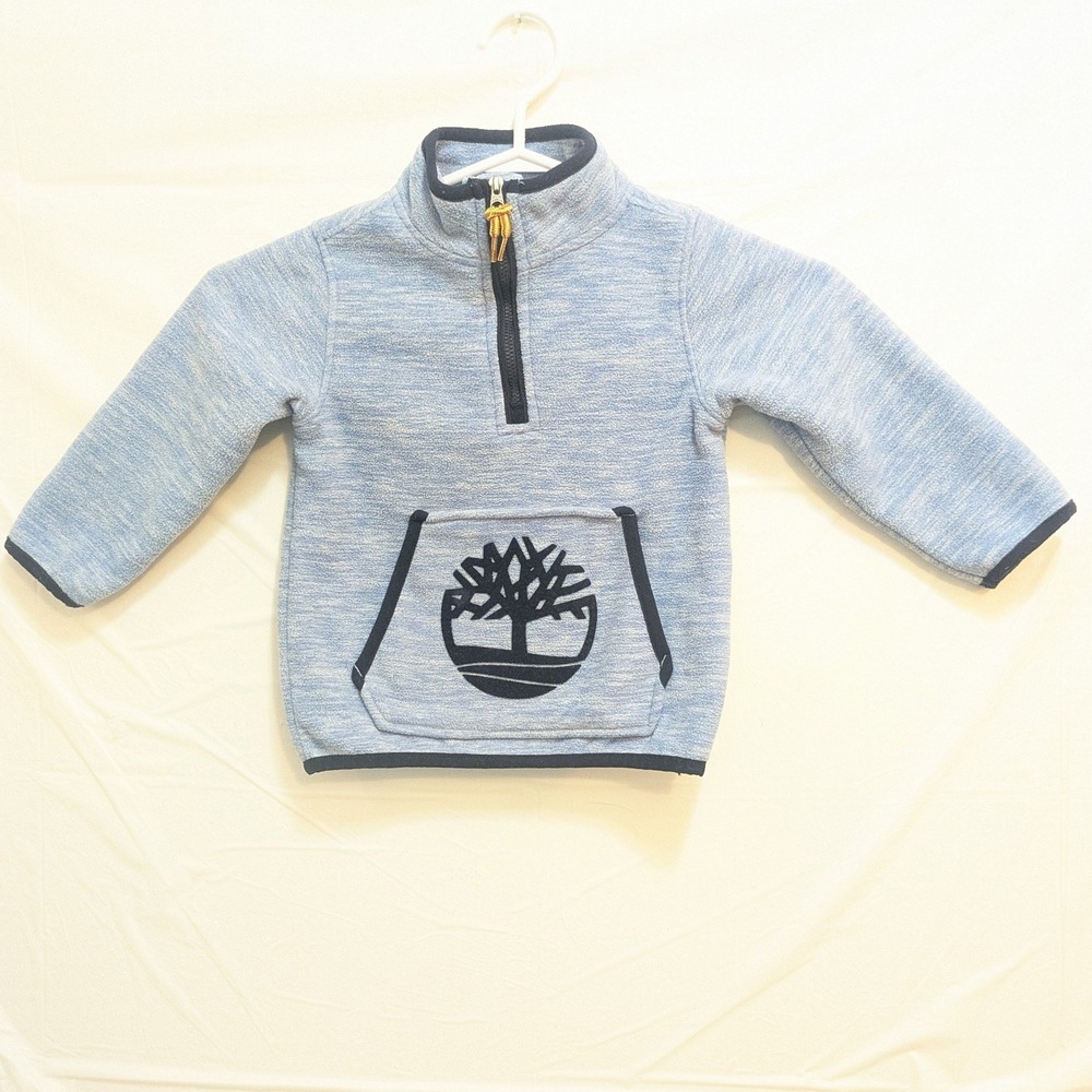 Timberland Baby Boys 18M Fleece‎ Pullover Sweatshirt Blue Logo Pocket